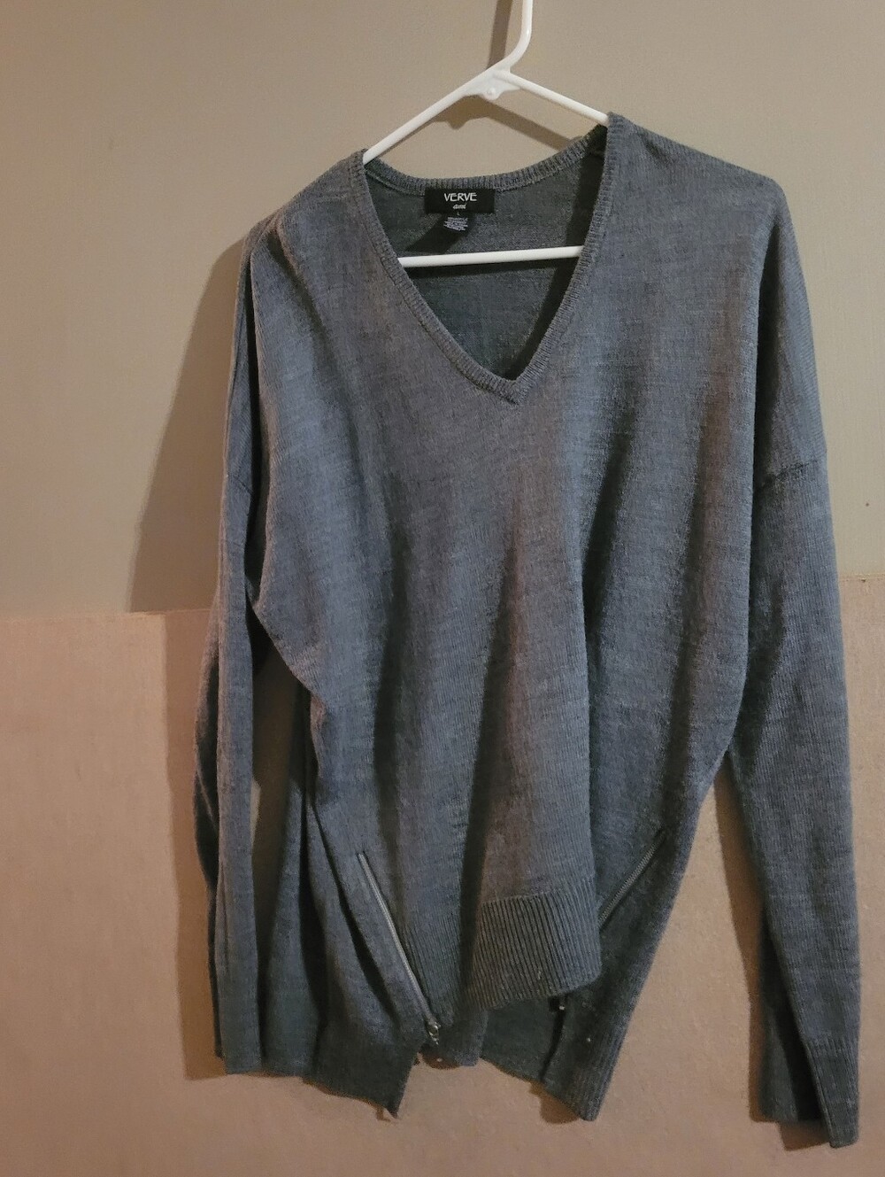 Verve Ami  Slate Gray V-Neck Sweater